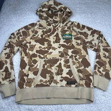 LL Bean Todd Snyder Camo Hoodie Mens XL Brown Pullover Sweatshirt Organic Cotton