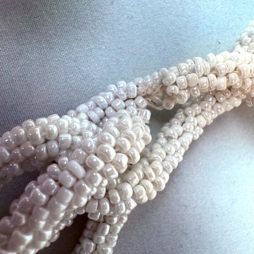 Vintage White Beaded Long Chain Detail Tassel Necklace - Picture 4 of 4