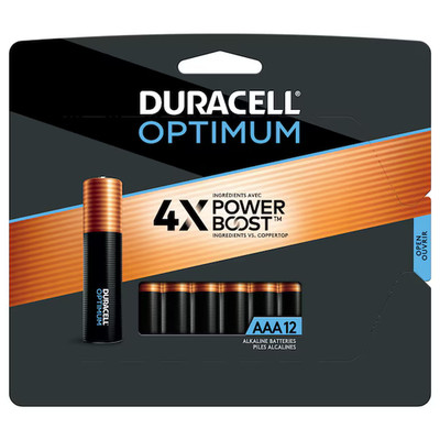 New Duracell Optimum AAA 4X Power Boost Batteries - Alkaline Battery Pack of 12