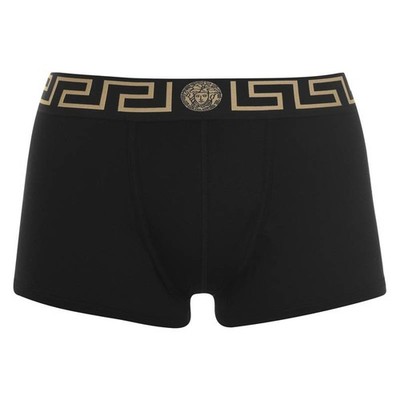Versace Greca Border Trunks Men's 7 Black Elastic Waist Pull On