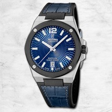 Festina men's automatic watch black leather strap watch UF22005/2