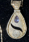 Sharp 925 Ster Teardrop Amethyst Stone Opal Inlay 17" Chain Necklace — photo 4
