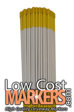 MADE IN USA 50 Pk - 4′ x 5/16″ Yellow Driveway Marker w Cap & Reflective Tape