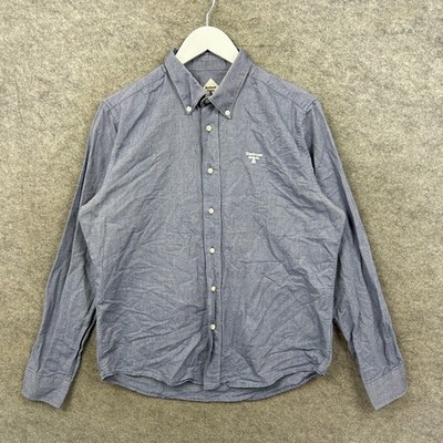 Barbour Hemd Herren Medium Blue Beacon Bere Oberteil Knopfleiste Langarm 100% Baumwolle
