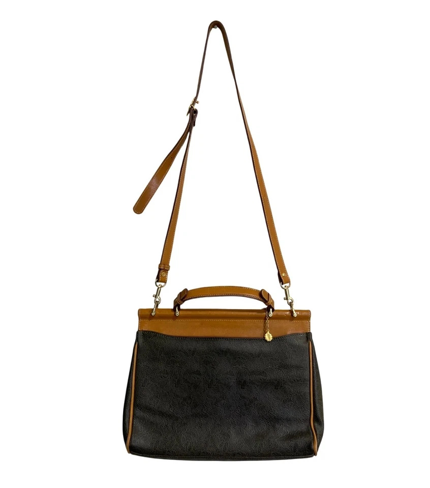 Bolso de Mano de Hombro NINA RICCI Patrón de Hojas 2 Vías PVC Cuero Verde Cartera Foto 3 de 4