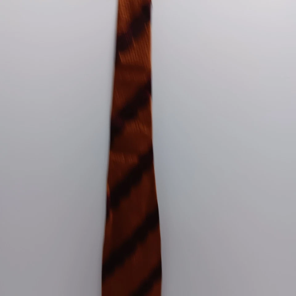 Corbata en punta Romeo Gigli para hombre 40P marrón a rayas 100 % seda clásica formal Foto 4 de 4