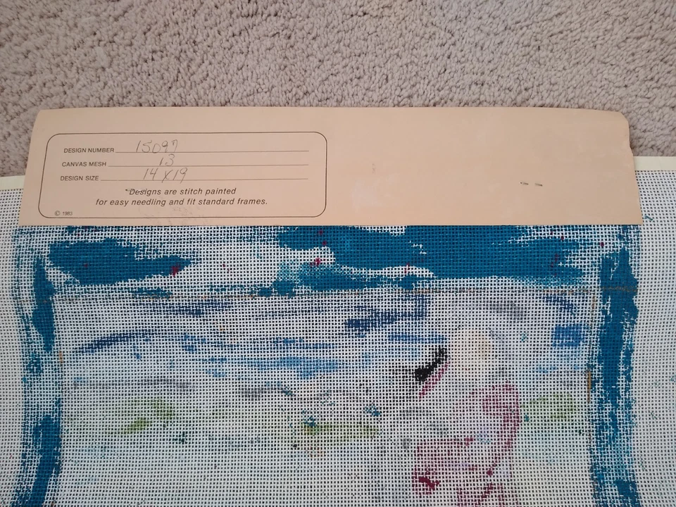 1983 Winter Woman Hand Painted Needlepoint Canvas Design 15097  - Image 3 of 3