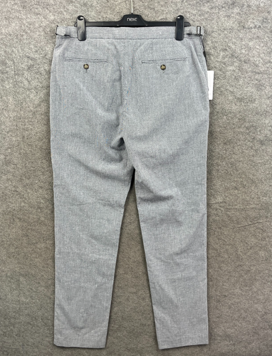 Reiss Trousers Mens 34 Grey Linen Blend Bottoms Slim Tapered Dogstooth Smart NWT - Picture 7 of 12