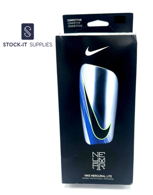 Nike NEYMAR Mercurial Lite Schienbeinschoner Pads Silber Blau Größe XL Neu GRATIS P&P