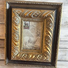 Vtg Victorian Layered Wood Gold  Bronze 12x10 Picture Frame 4x6 Read