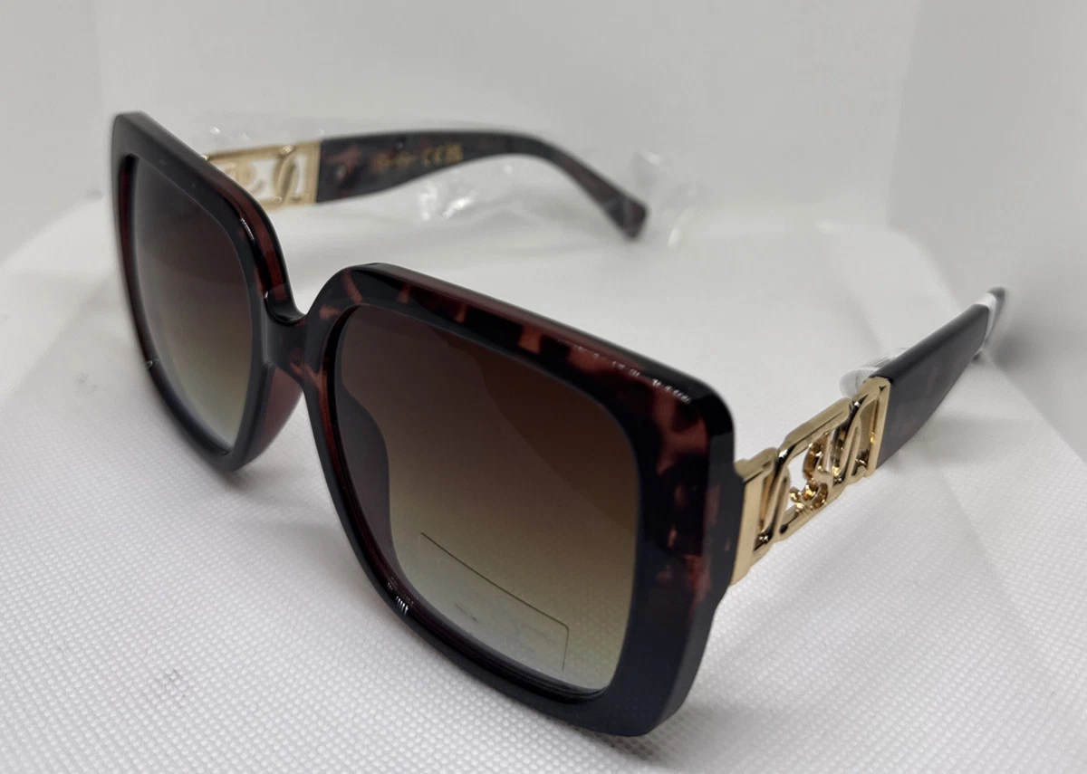 Jessica Simpson Aviator Chain Link Accents Signature Sunglasses Brown Lens NWOT Wide Temple Aviator Sunglasses in Tortoise – Jessica Simpson main image 3