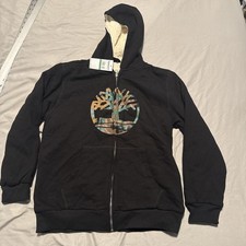 Timberland Boys Black Full Zip Shape Lined Long Sleeve Hoodie Size Large 14-16 