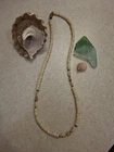 Puka Shell Necklace Barrel Clasp Hawaiian Choker 8" Pink Coral MOP Accents