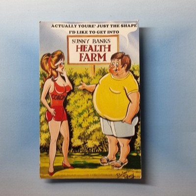 Freche Comic Postkarte um 1985 Gesundheit Bauernhof Dame Kutsche dicker Mann Bamforth & Co