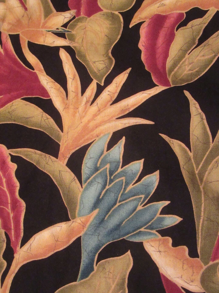 Tori Richard tropical leaves Hawaiian-made button front shirt size LARGE