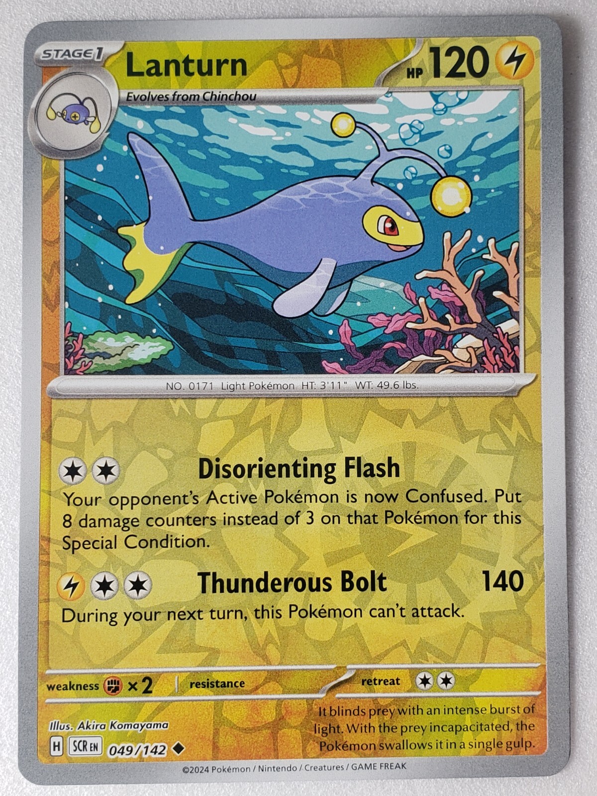 REVERSE HOLO Lanturn 049/142 NM / M Stellar Crown Pokemon Card - Akira Komayama