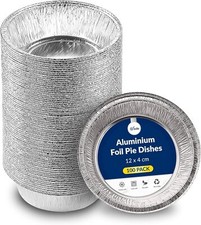 Ebake Foil Pie Dishes - 100 Pack Individual Pie Tins - 12cm x 4cm Aluminium Foil