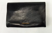Vintage ECHT 2 PRYM  Black  leather billfold  wallet currency  pouch coin purse