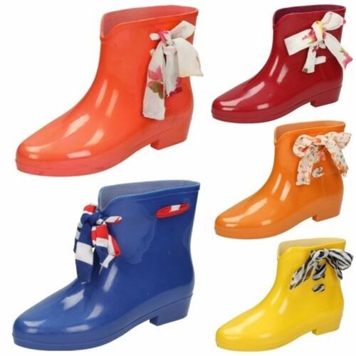 Spot On Mujer Atado Adorno Lazo Tobillo Botas de Agua | eBay