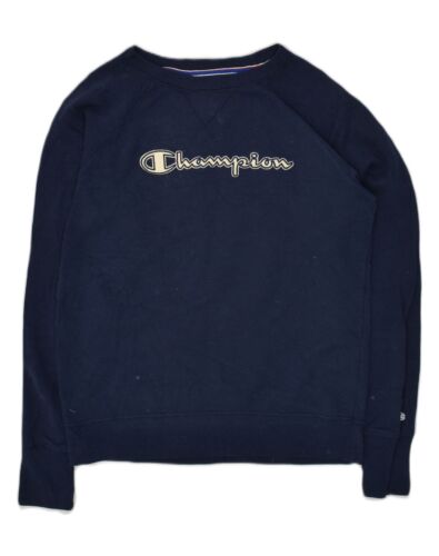 CHAMPION Womens Graphic Sweatshirt Jumper UK 8 Small Navy Blue Polyester AF32 - Picture 1 of 4