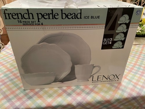Lenox Blue French Perle Bead Ice 16-Piece Dinnerware Set SKU# 872670 | eBay