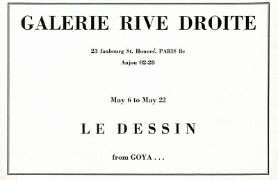 1950s Vintage Francisco Goya Dessin Art Exhibition Rive Droite Gallery Print Ad