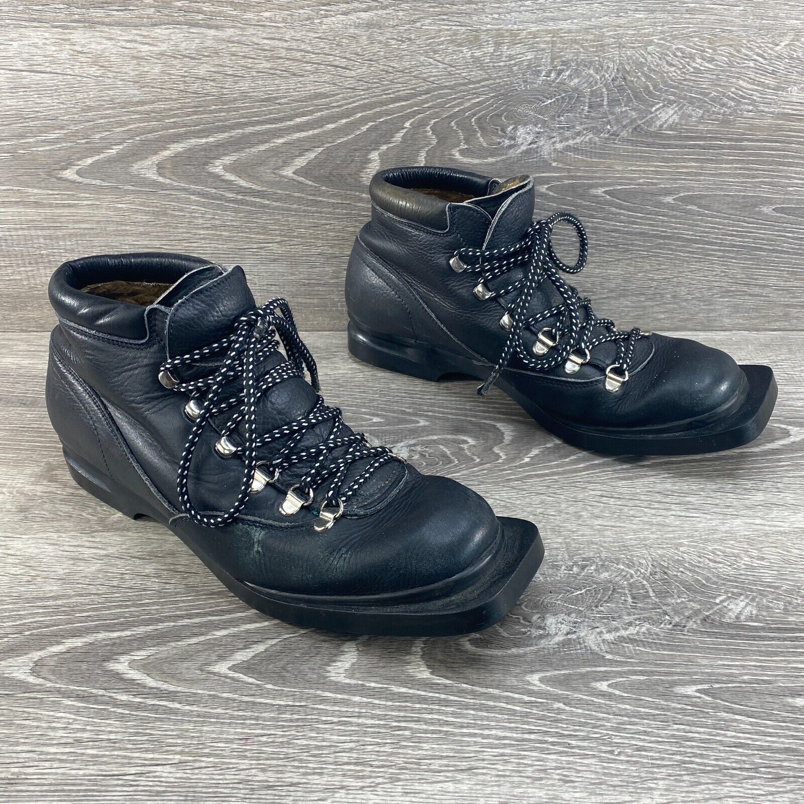 SALOMON Scarponi da sci di fondo FABIANO Skywalk uomo 7 5 N 3 pin pelle nera VINTAGE