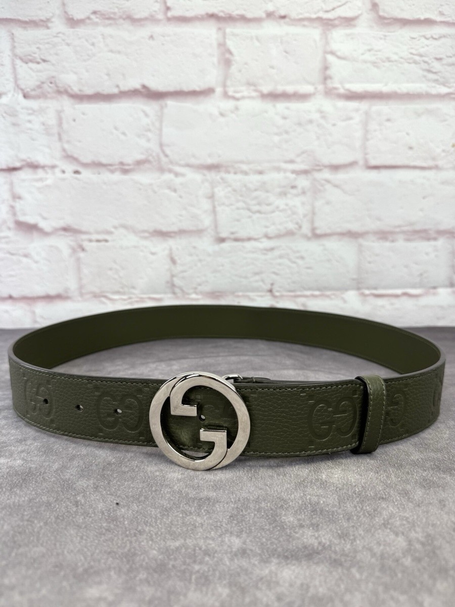 Gucci Embossed Green Leather Blondie Belt 703147 90/36 | eBay