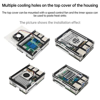 Transparent 9-Layer Acrylic Shell Protective Shell Kit Case For Raspberry Pi 5