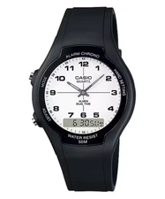 Casio AW-90H-7BVEF Men's Quartz Watch NEW Black Resin Strap Analog/Digital Dial