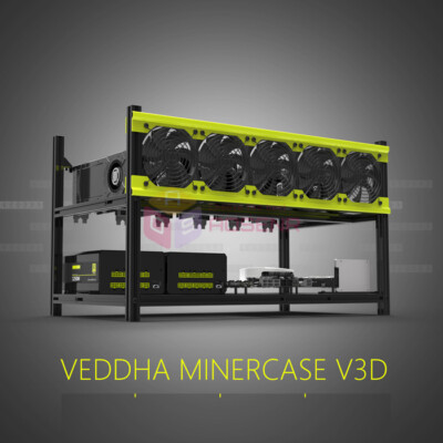 GPU V3D Aluminum Stackable Open Air Bitcon Ethereum Miner Mining Rig Rack  Case - Main Image