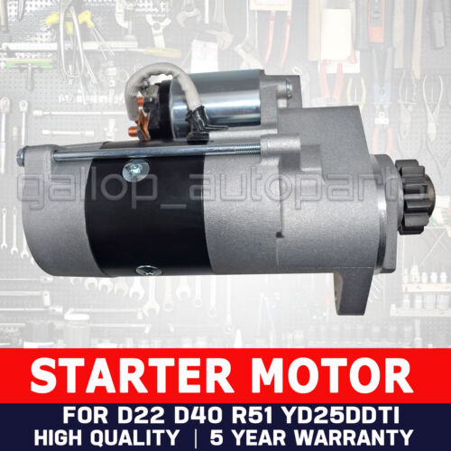 Starter Motor for Nissan Navara D22 D40 engine YD25DDTi 2.5L Turbo Diesel 05-15 - Picture 1 of 8