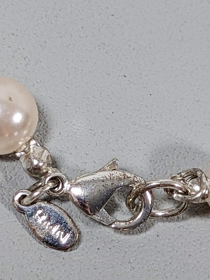 Roman Off White Glass Faux Pearl Crystal Ball Bead Necklace 18 inches