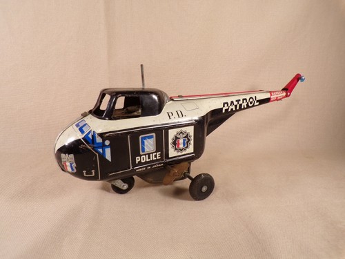 Vintage Japan Wind Up Tin Toy Alps Police Patrol Helicopter Restoration Parts - Picture 10 of 10