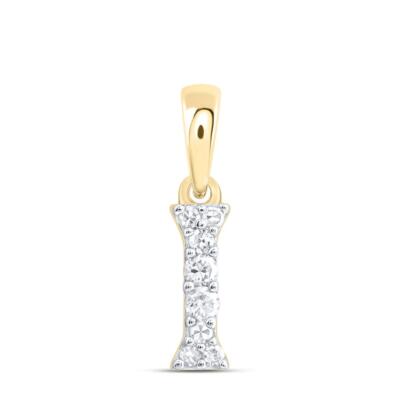 10K Gelbgold Diamant Damen Blockschrift Initiale I Mini Buchstabe Anhänger 1/12 ct