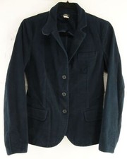 J Crew Women's Navy Blue 100 Cotton Working Cuffs Casual Blazer Jacket Size S