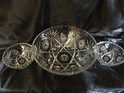 Vtg 60s Anchor Hocking Prescut 10.5" Salad Server, 2 Chip Dip 5" Bowls Lot