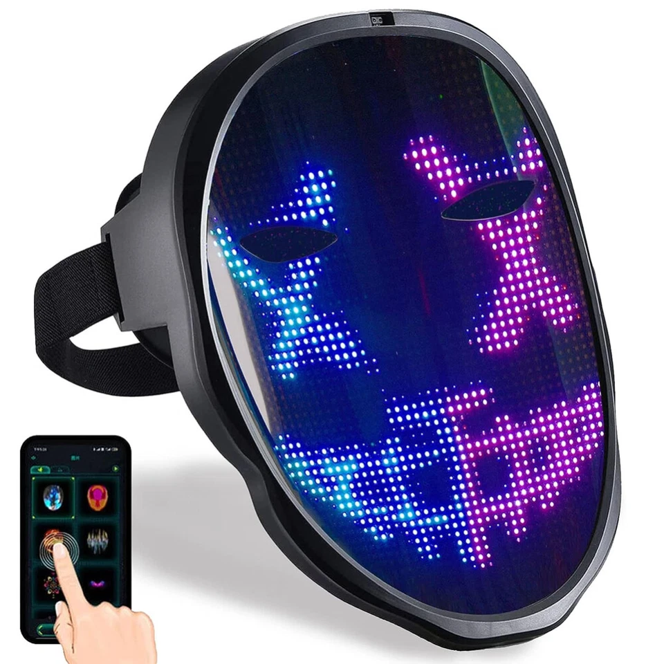 LED Maske mit Gestenerkennung, leuchtende Maske für Kostüm Cosplay DJ Maskerade