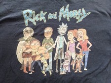 2XL Rick And Morty Cast Graphic Navy Blue Crew Neck T-shirt Adult Swim 2018