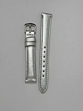 14mm Silver Genuine Leather Watch Band - USA