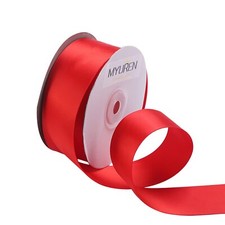 1-1/2" Wide Double Faced Red Polyester Satin Ribbon for Crafts Wedding Gift W...