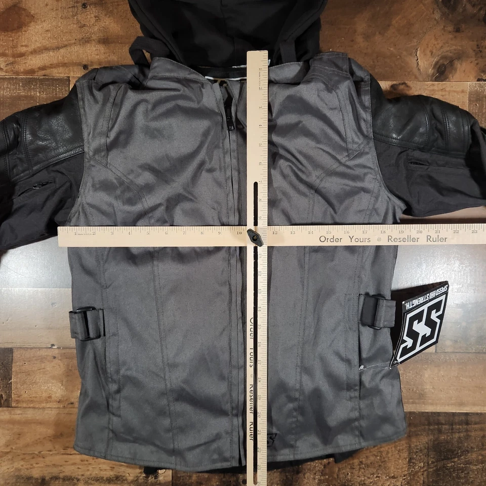 Speed And Strength Double Take Motorcycle Jacket Womens Medium Gray Black Hooded - Image 3 of 4