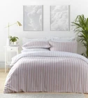 Pink stripe duvet set new quilt cover pillow cases light blush white bedding
