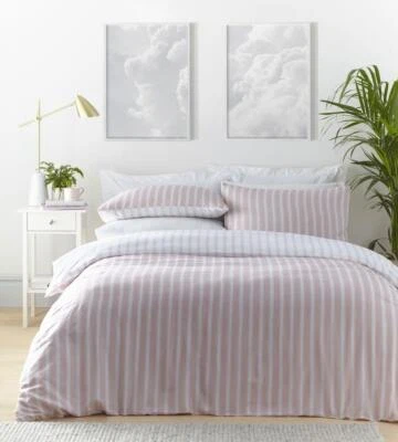 HOMEMAKER BEDDING Pink stripe duvet set new quilt cover pillow cases light blush white bedding