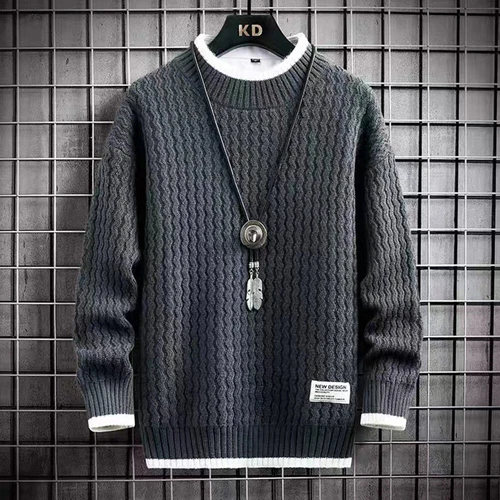 Winter Turtleneck Pullover Patchwork Sweater Men Tops Knitted Christmas Jumper - Picture 13 of 20