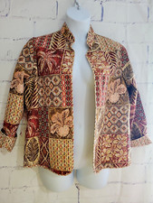 Alfred Dunner Reversible Open Front Blazer Jacket Size 12 Band Collar Turn Cuff