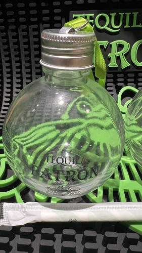 Patron Tequila Cocktail Glass Bulbs Sippers. Set Of 2 With 2 Straws /2 Funnel - Picture 5 of 5