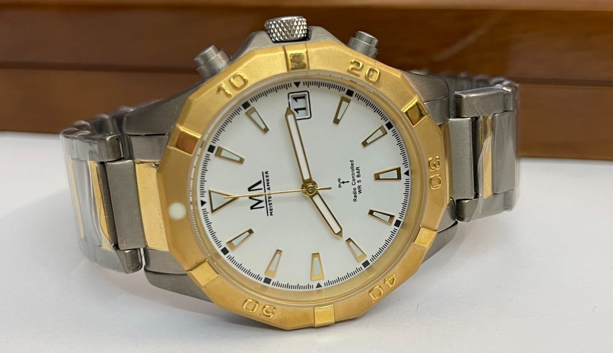 Radio Clock Titan Men's Watch Meister Anker Clearly Readable White