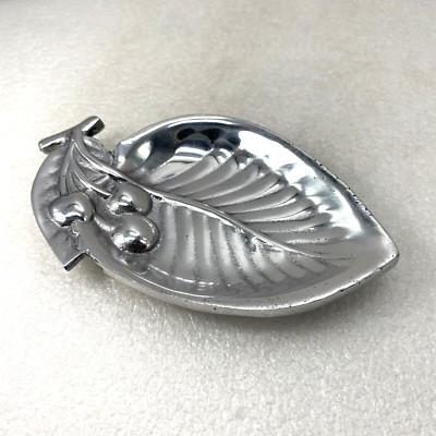 Arte Giancarlo Honduras Pewter Leaf Dish Cherry Design Trinket Bowl
