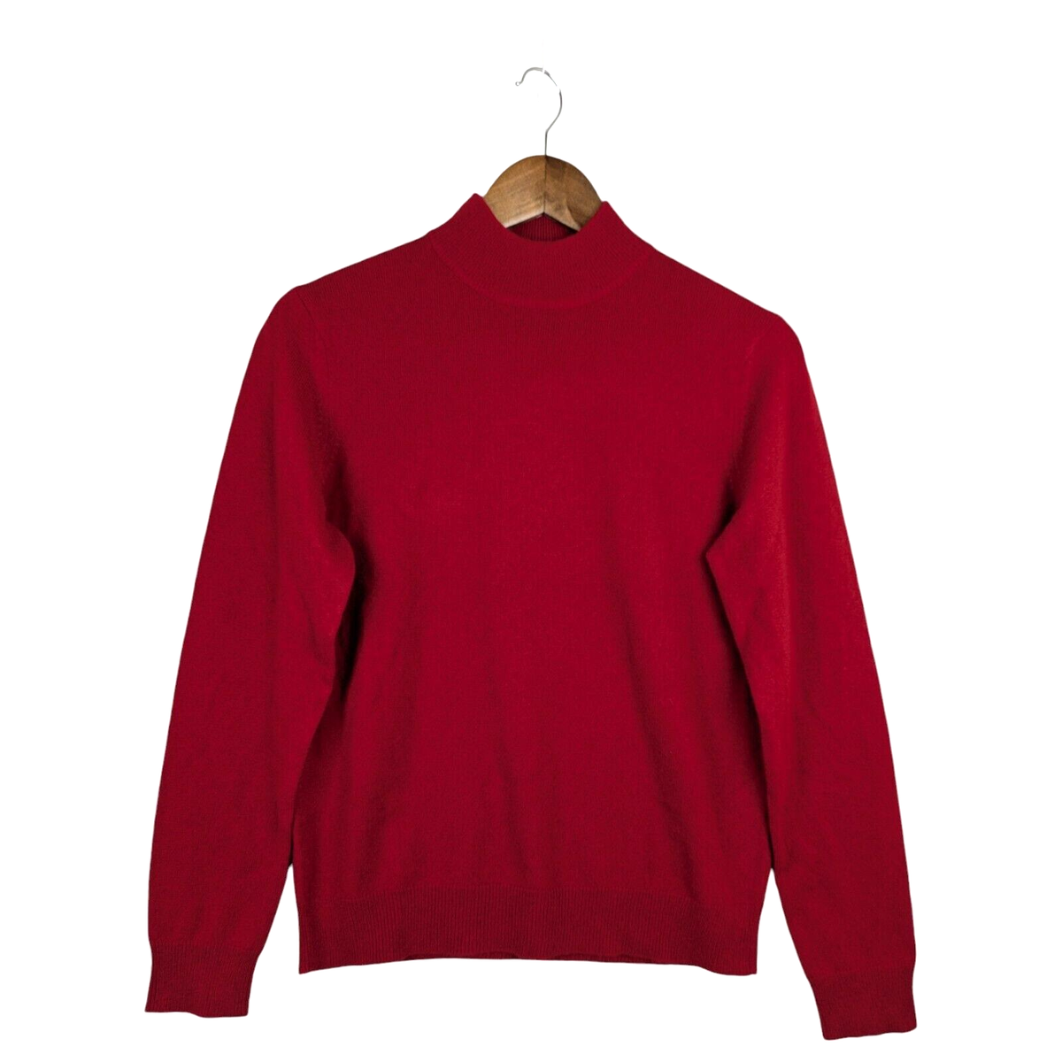 Charter Club Red Cashmere Mock Neck Long Sleeve Pullover Sweater